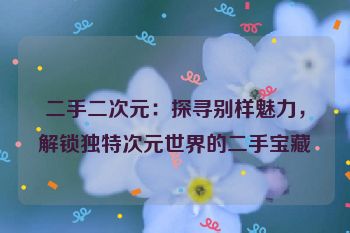 二手二次元：探寻别样魅力，解锁独特次元世界的二手宝藏