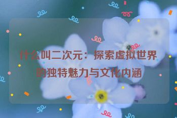 什么叫二次元：探索虚拟世界的独特魅力与文化内涵